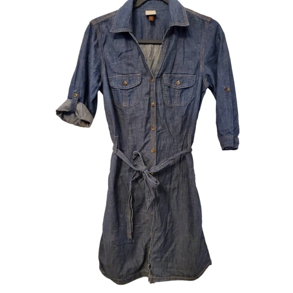 Sonoma Button Down Front Tie Ladies Denim Dress